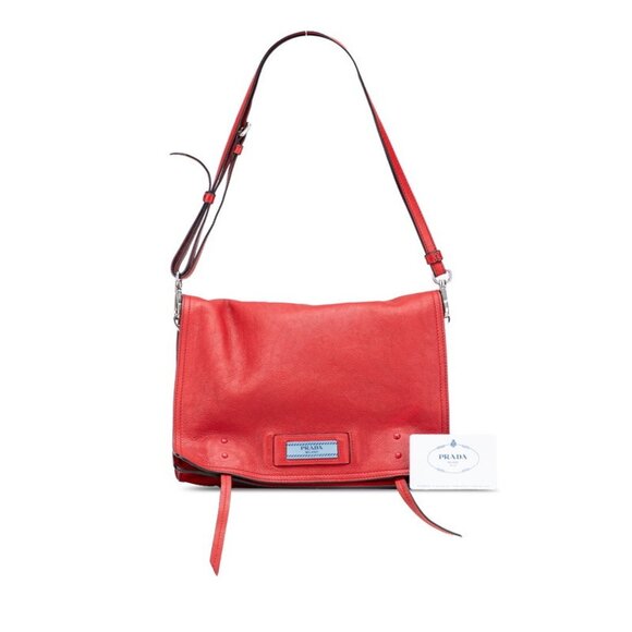 PRADA Red Leather Shoulder Bag - Picture 10 of 10